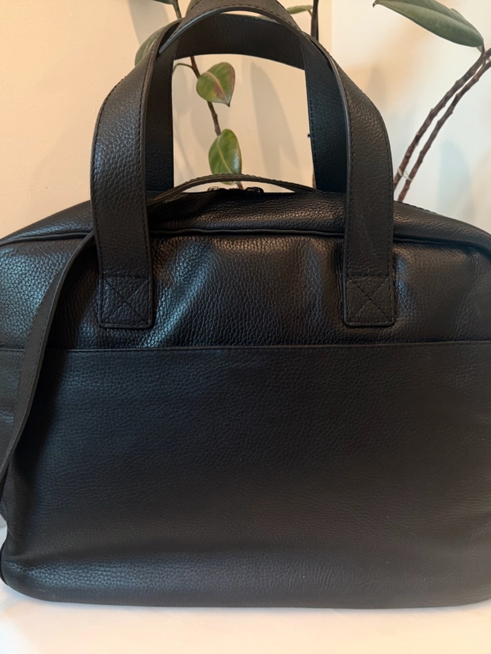 Cole Haan Black Leather Briefcase Work Bag with Shoulder Strap. New. - Picture 3 of 12